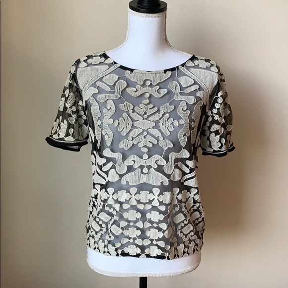 Anthropologie Tops - Anthropologie Greylin sheer short sleeve top